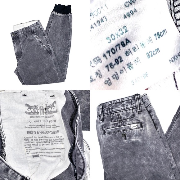 Levi Strauss & Co. Black Acid Stonewash Lounge Jogger Jeans Pants - Picture 3 of 8